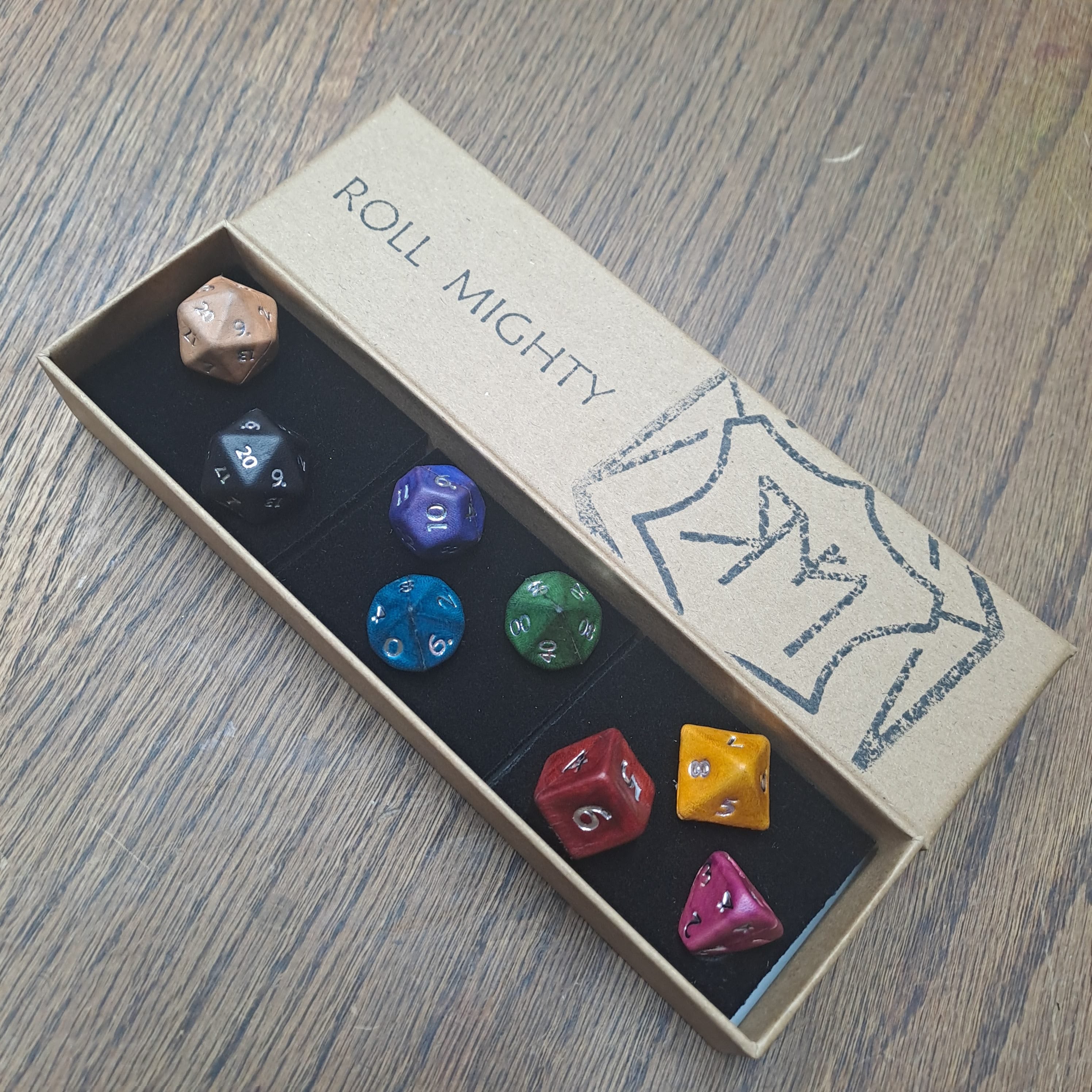 Leather Polyhedral Dice - 22mm Set