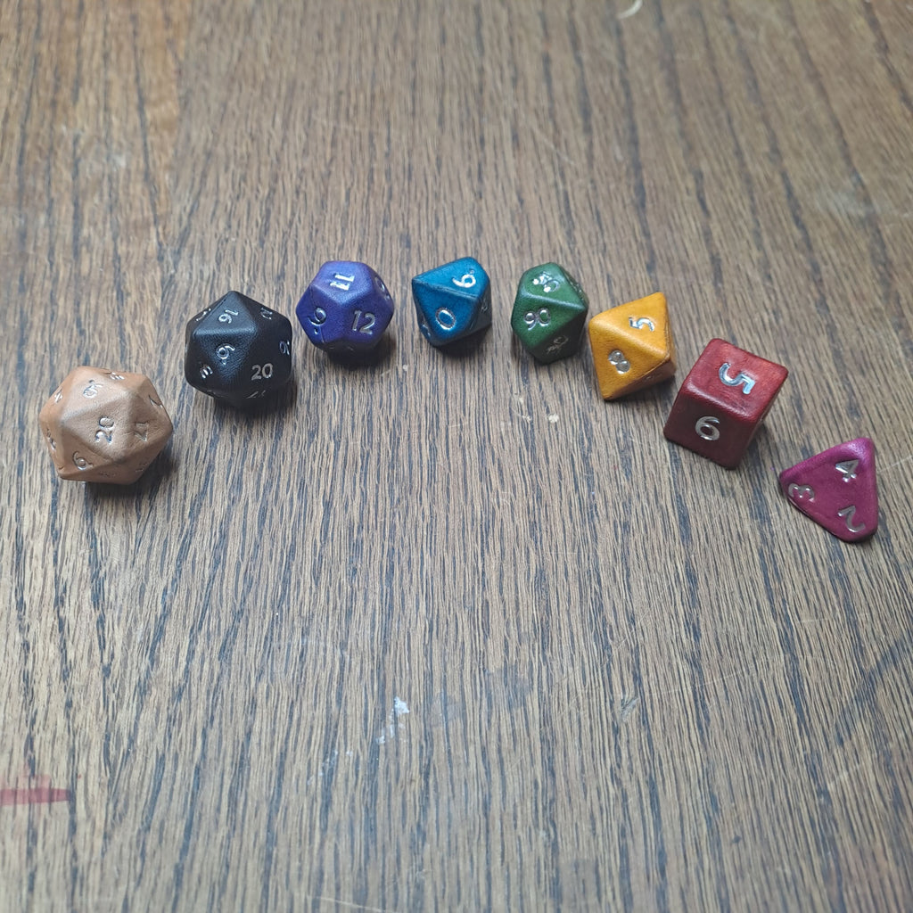 Leather Polyhedral Dice - 22mm Set