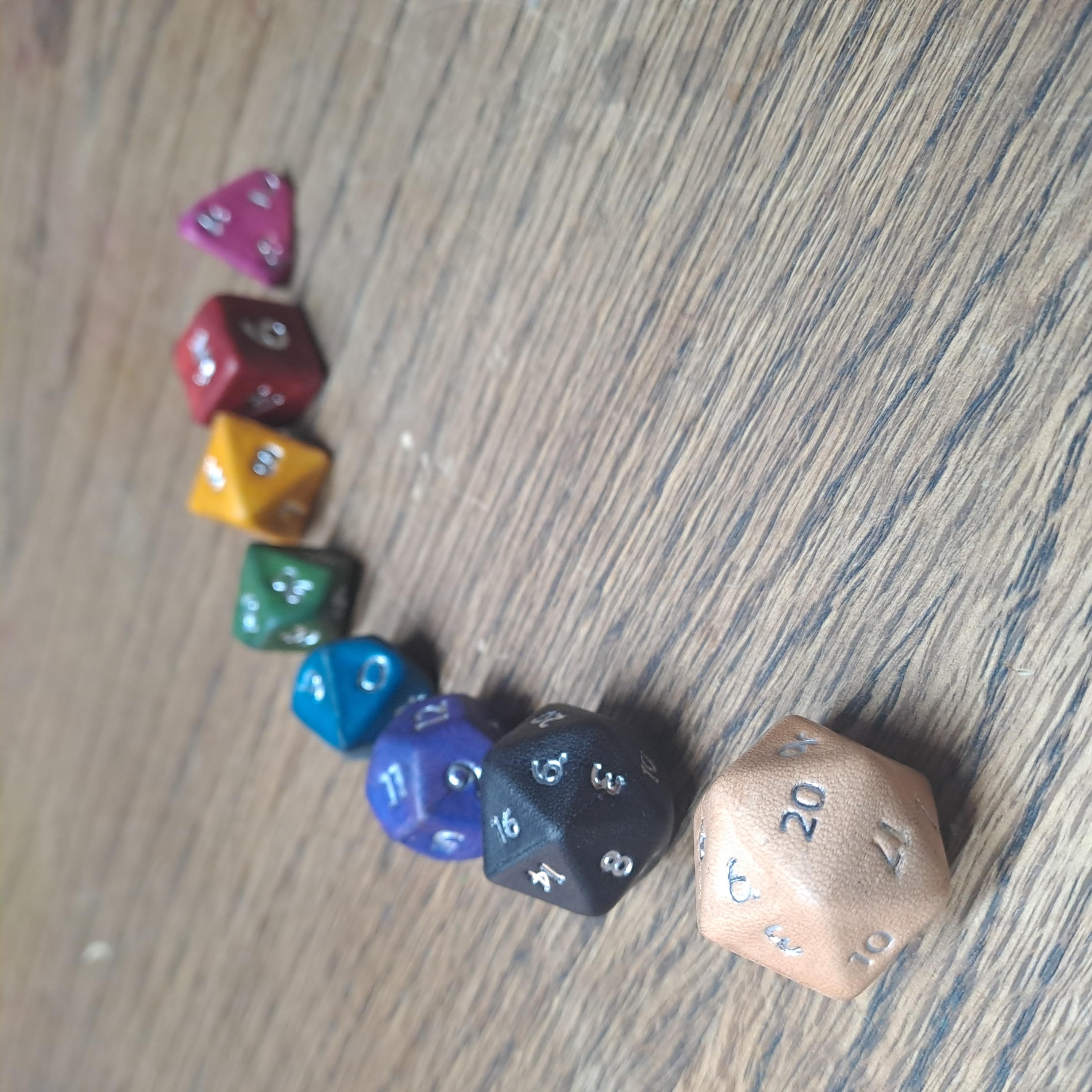 Leather Polyhedral Dice - 22mm Set