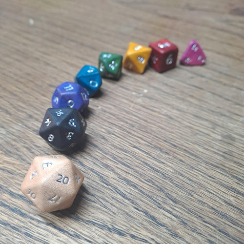 Leather Polyhedral Dice 22mm - Individual
